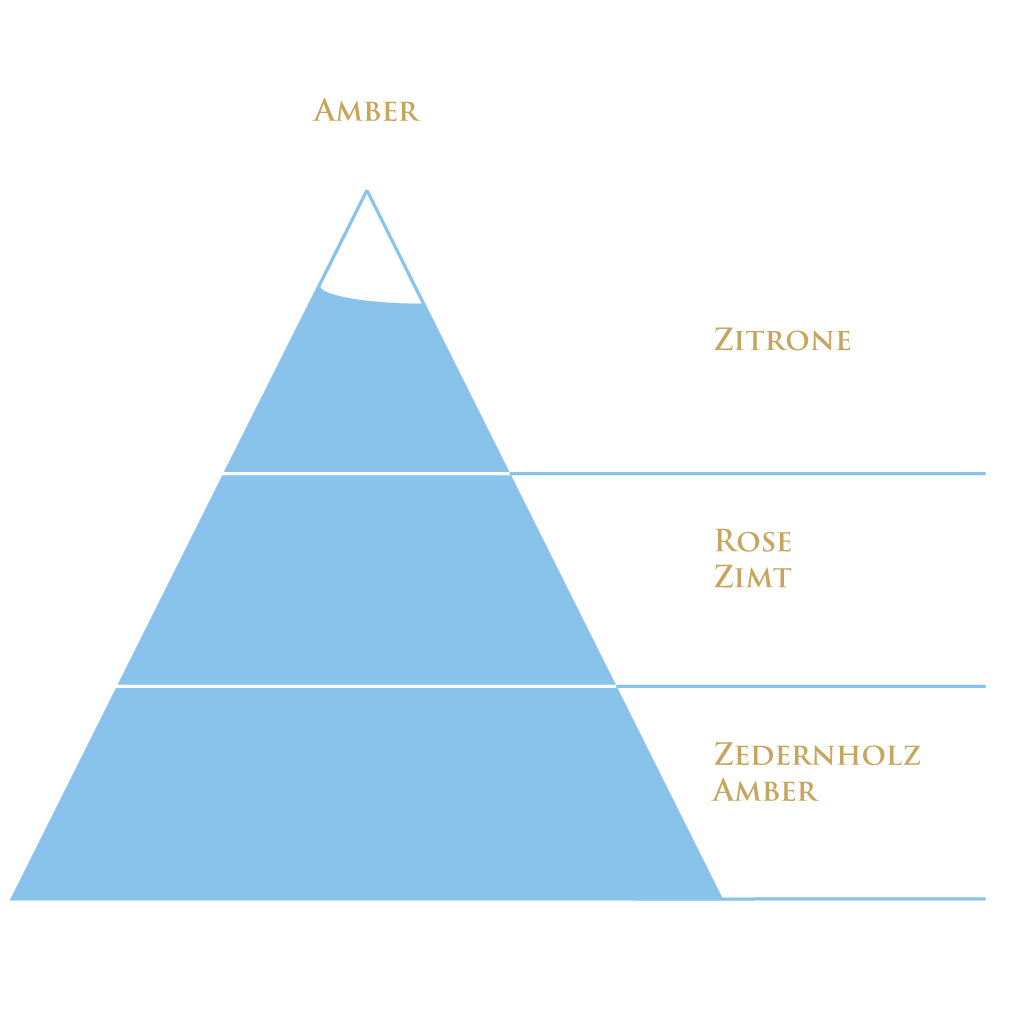 Duftpyramide des Raumdufts Amber – frisch, würzig und warm